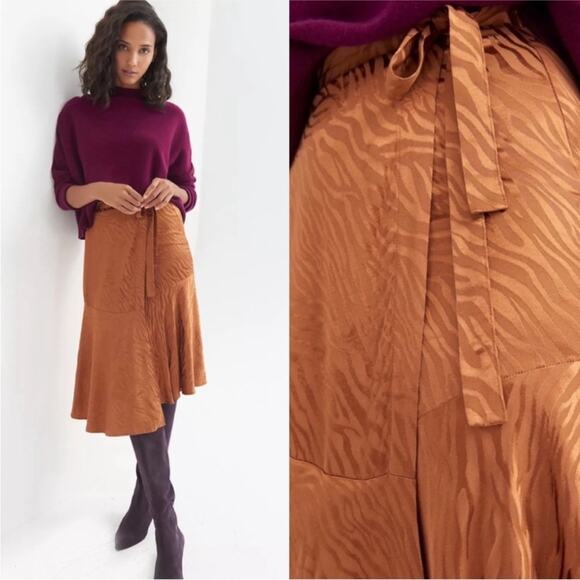 Anthropologie Dresses & Skirts - Anthropologie Maeve Tamra Jacquard Midi Skirt Faux Wrap size 8